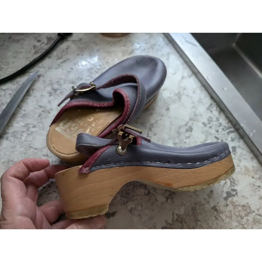 Swen Leather Shoes Vintage 11-11.5 Clogs. 1970 Sz 28 Kids